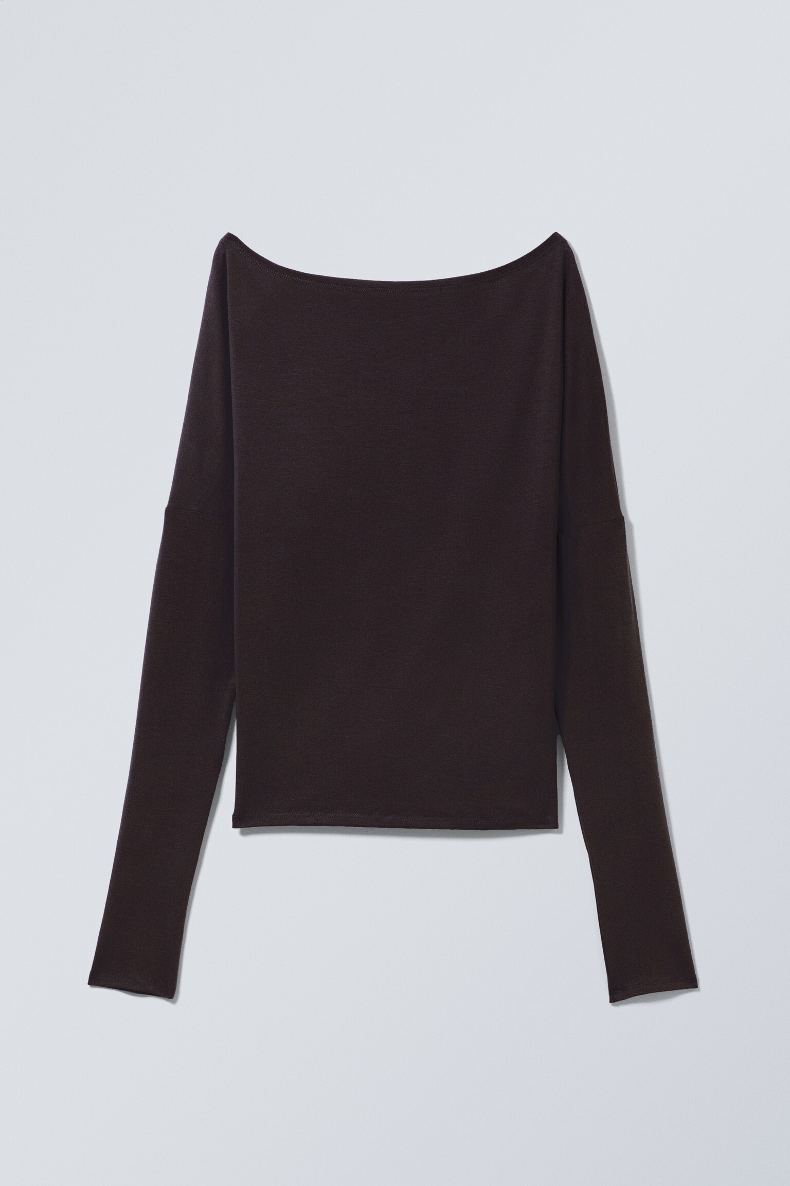 Draped Long-Sleeved Lyocell Top - Dark Brown