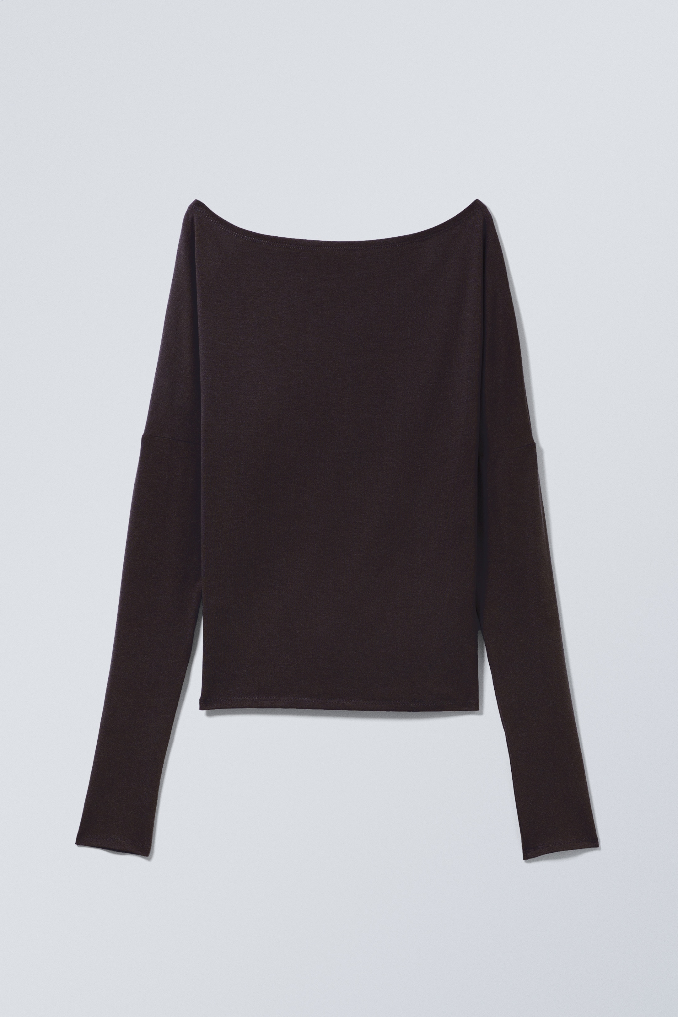 Se større billede: Draperet lyocell-top med lange ærmer - Mørkebrun - DAME | H&M DK 1