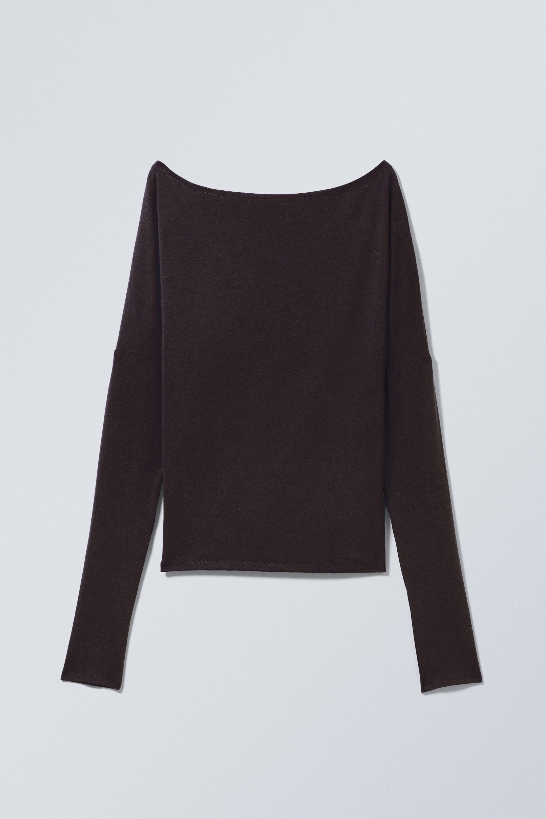 Dark Brown - Draped Long-Sleeved Lyocell Top - 0
