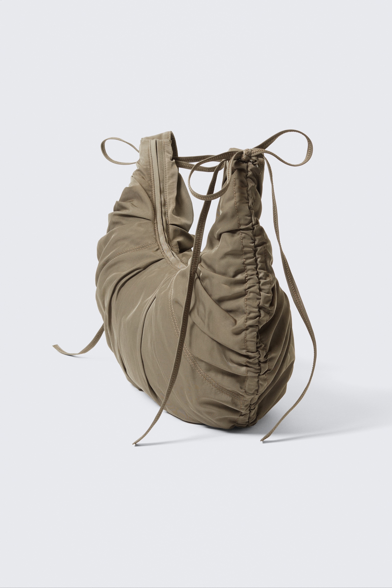 RUCHED CROSSBODY BAG - Dark Beige/Black - 6