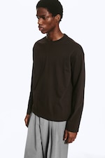 Dunkelbraun - Boxy Longsleeve mit lockerer Passform - 0