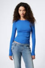 Leuchtendes Blau - Schmales Langarmtop - 0