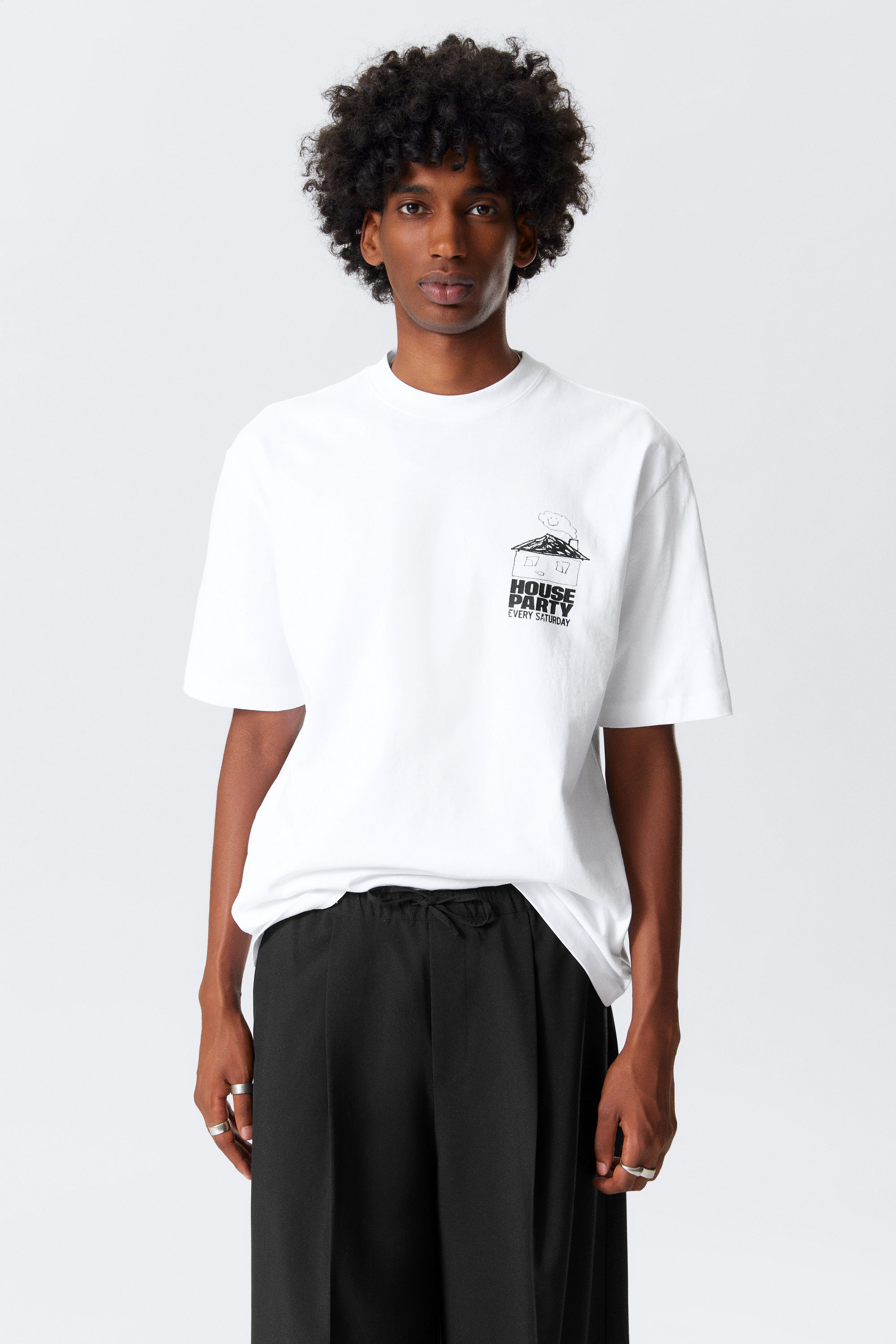 White - House Party - Relaxed Graphic Printed T-shirt - 2