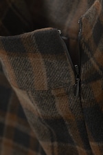 Brown Checked - Low Rise Brushed Twill Mini Skirt - 1