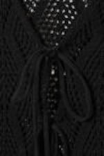 Black - Crochet Knit Tie Vest - 1