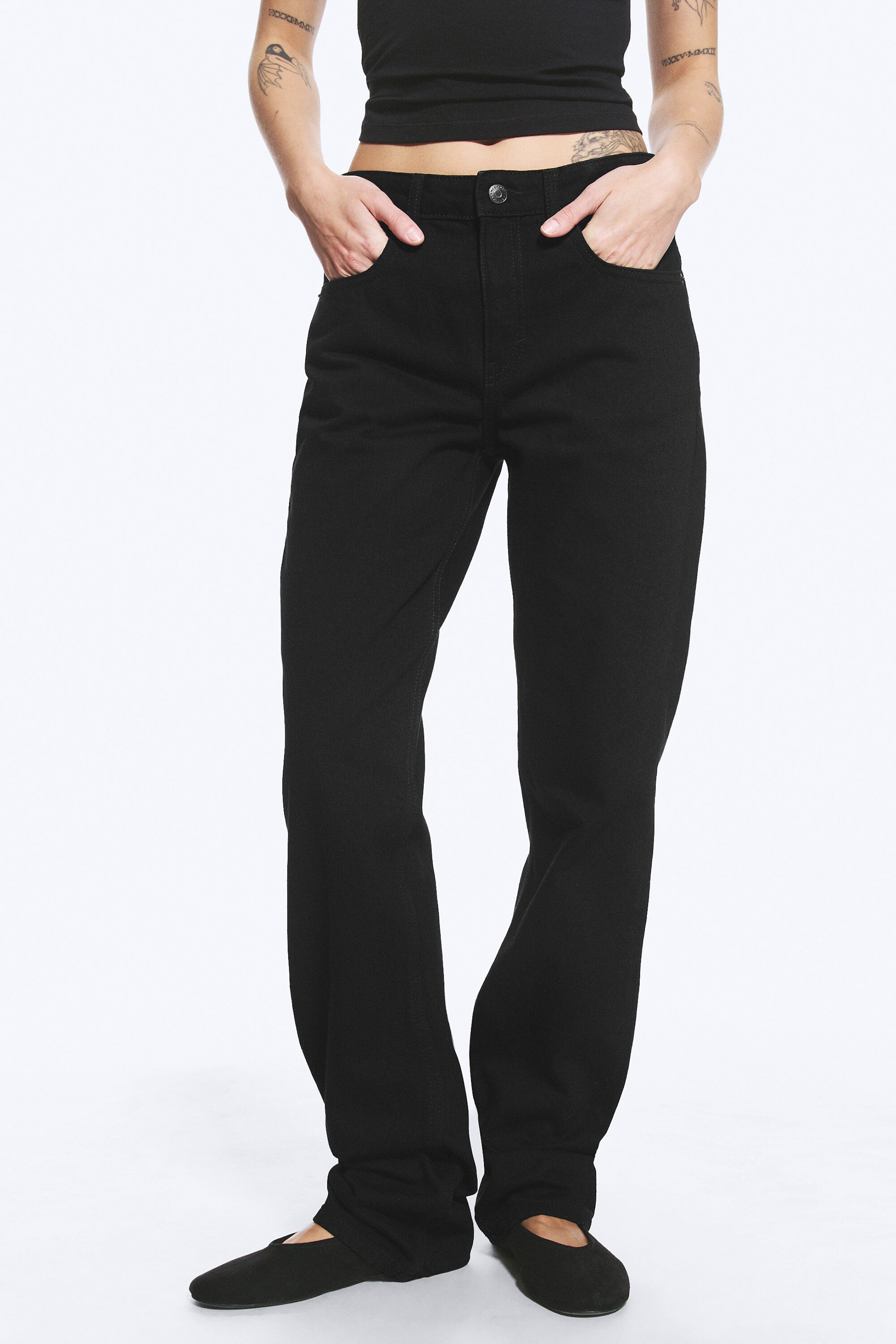 Black Rinse - Black - Laika Mid Rise Regular Straight Jeans - 2