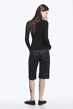 Striped Dark Grey - Slim Long-Sleeved Buttoned Cardigan - 4