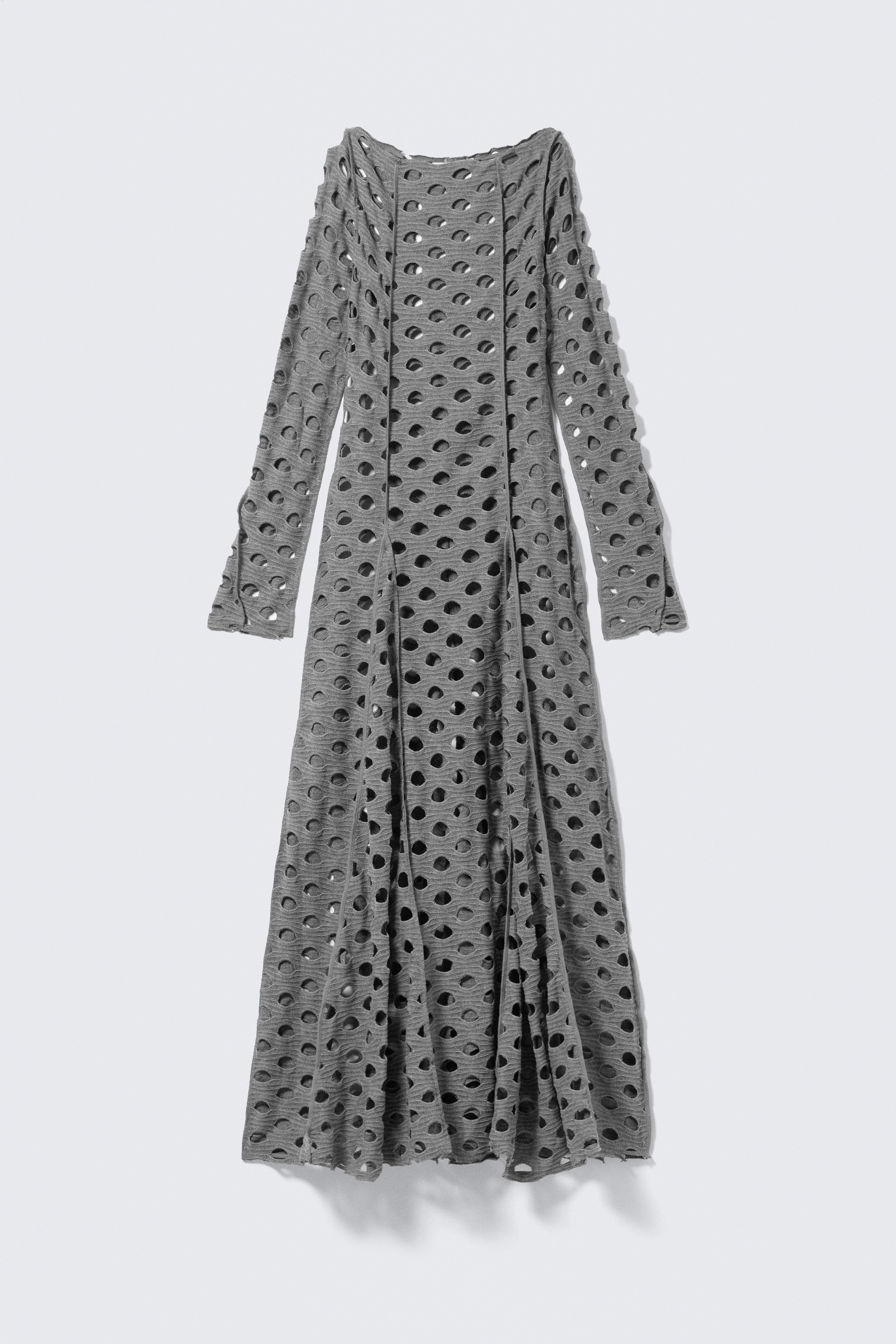 Дълга рокля с дълги ръкави и изтъркан ефект - Grey