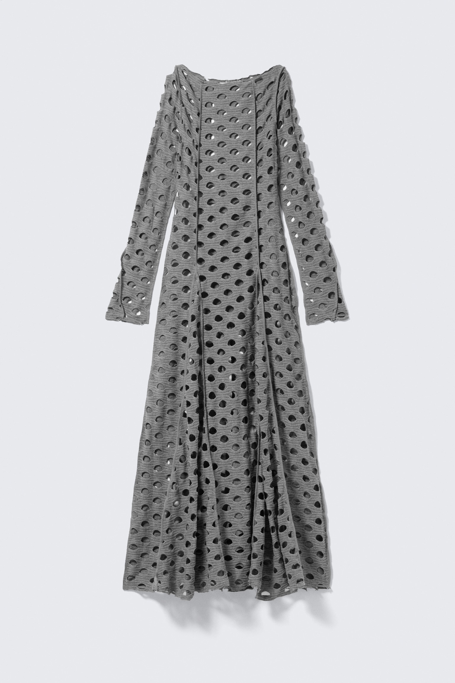 Дълга рокля с дълги ръкави и изтъркан ефект - Grey - 2