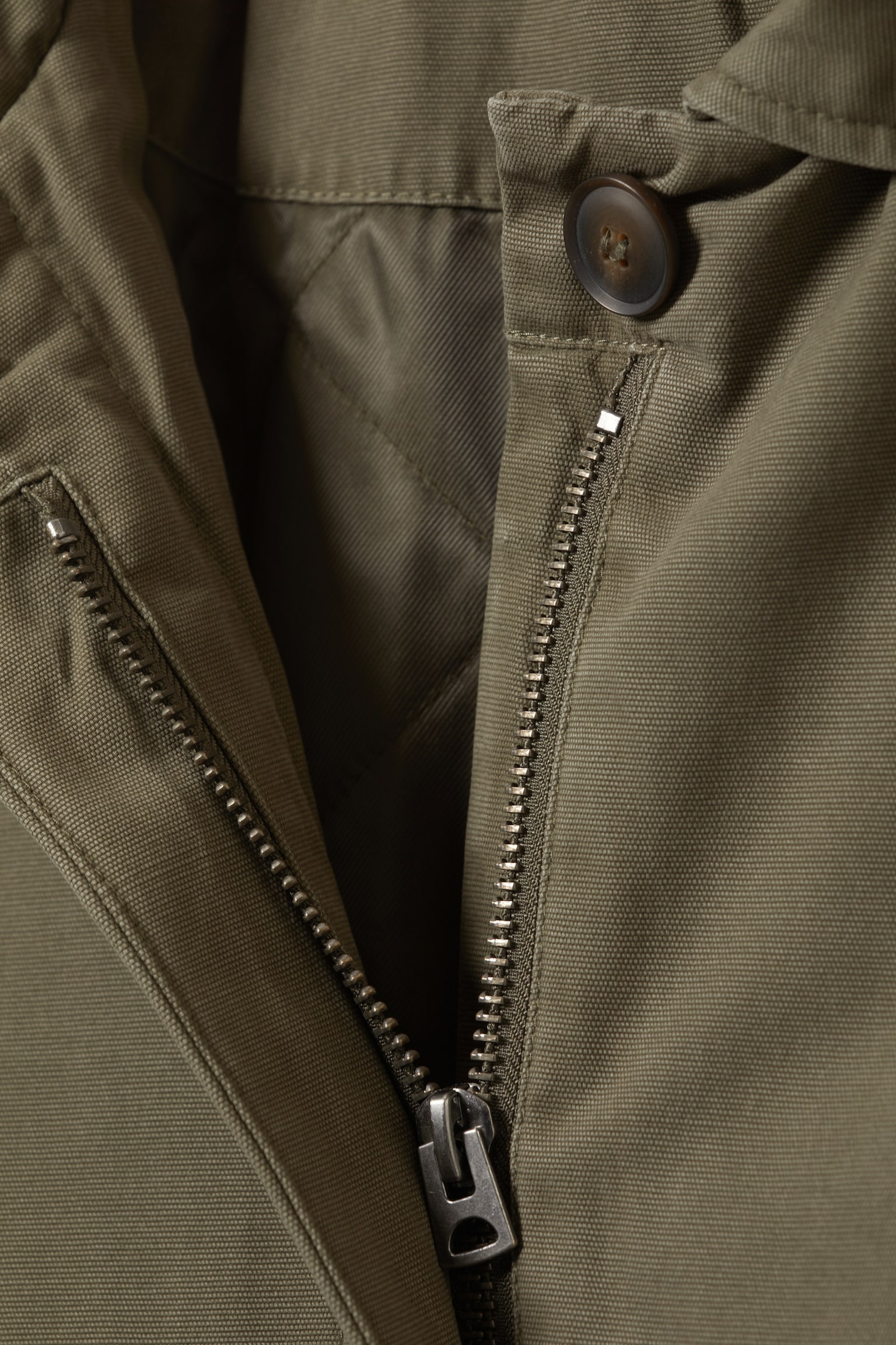 Ledig carcoat i canvas - Mörk khakigrön/Mörkgrå - 4