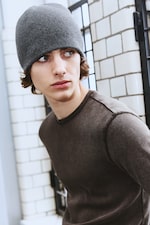Dark Grey Melange - Ribbed Beanie - 0