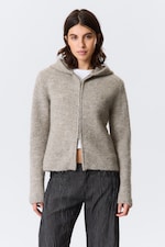 Dark Mole Melange - Knitted Wool-Blend Zip Hoodie - 2