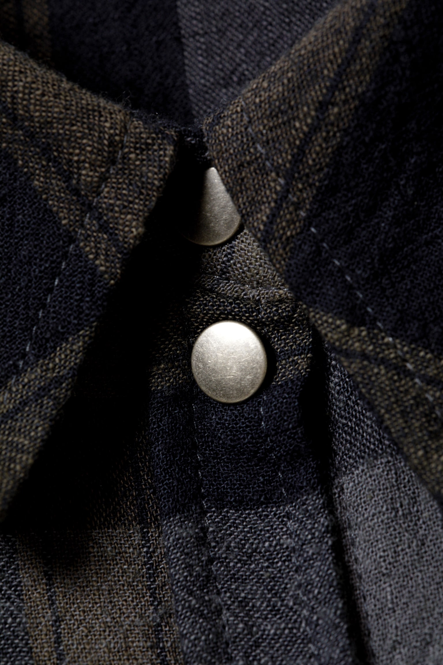 Long-Sleeved Mini Shirt-Dress - Dark Grey Check - 5