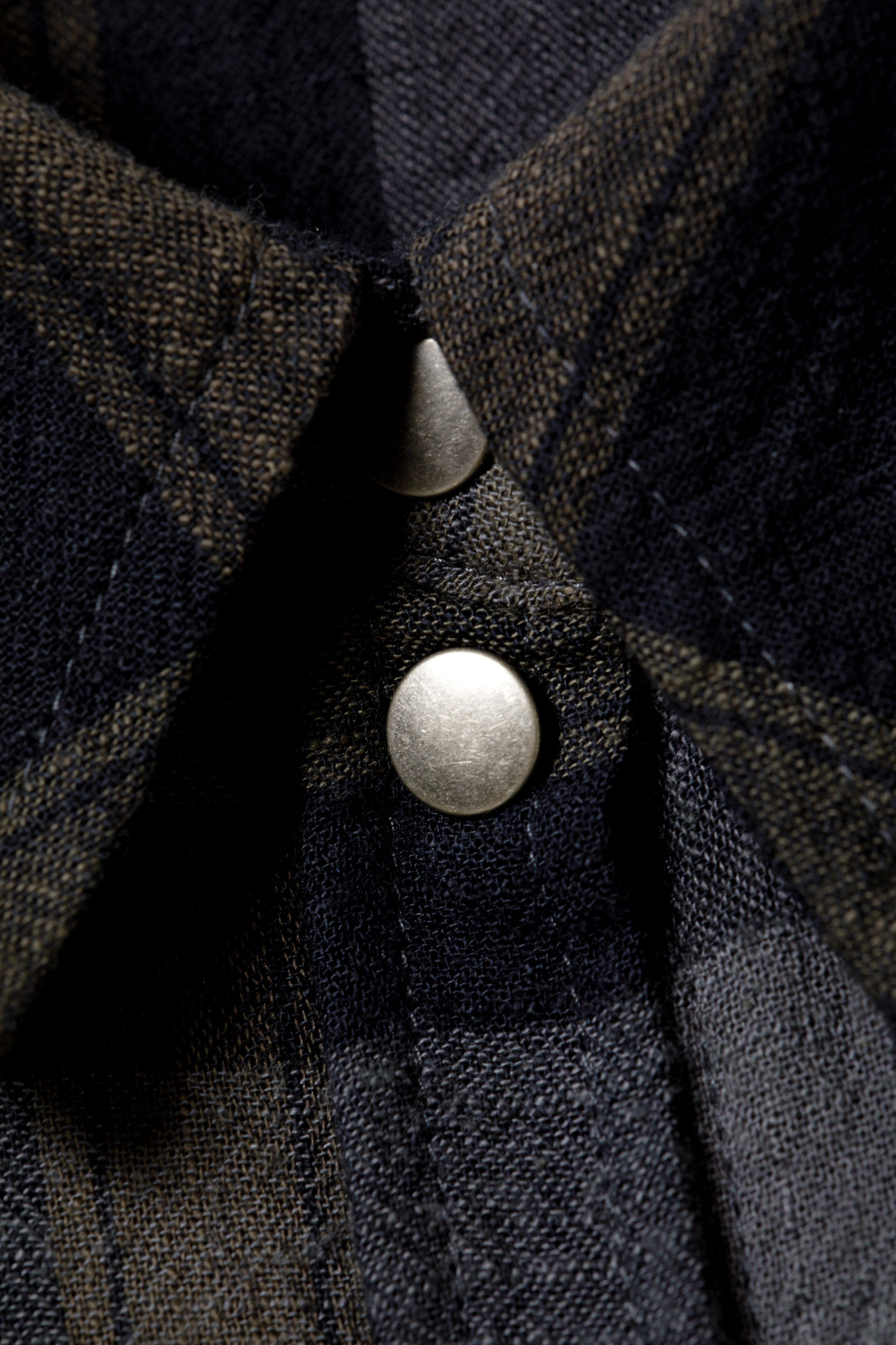Dark Grey Check - Long-Sleeved Mini Shirt-Dress