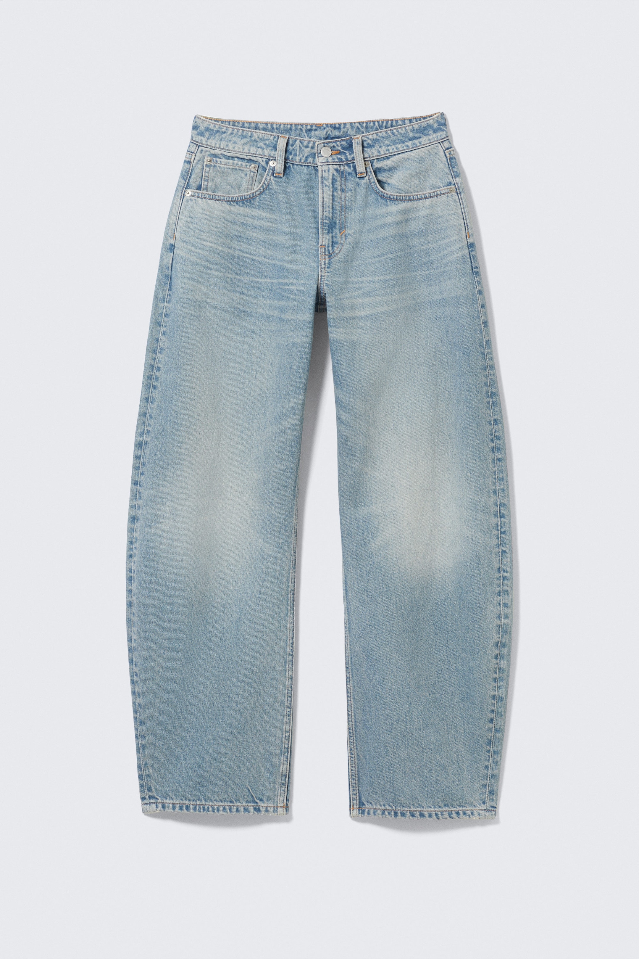 Seventeen Blue - Medium Blue - Abell Mid Rise Regular Barrel Leg Jeans - 0