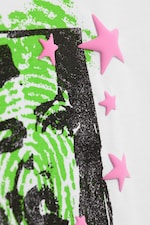 Weiß - Face Off - Bedrucktes kastiges T-Shirt - 4