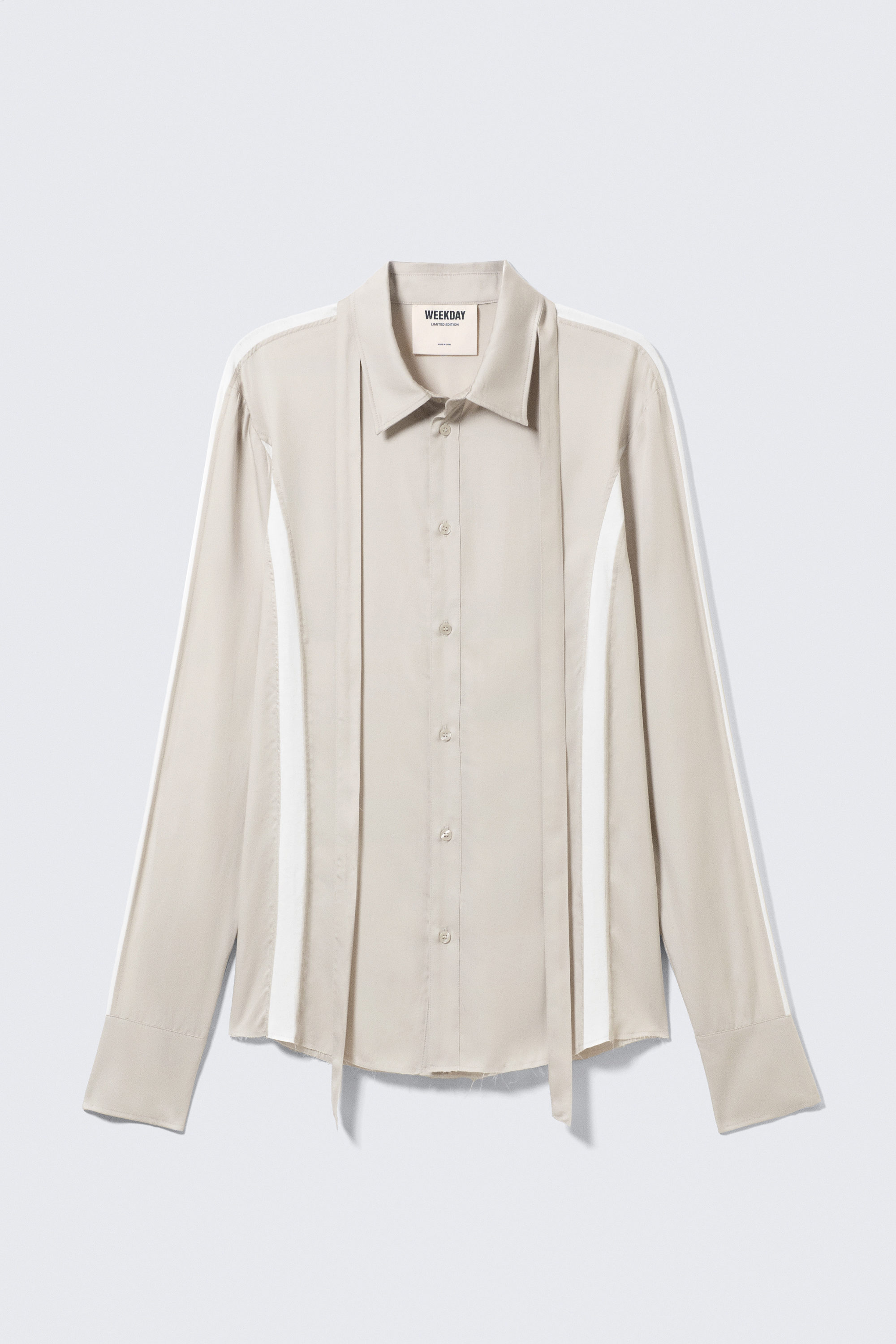 Light Dusty Mole - Slim Tie Detail Lyocell Shirt - 1