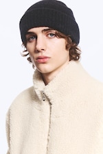 Dark Blue Melange - Folded Wool-Blend Beanie - 1