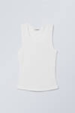 Weiß - Glattes, eng anliegendes Tanktop - 0
