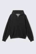Black - Round Oversized Zip Hoodie - 5
