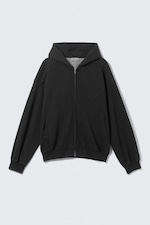 Svart - Rund oversized hettejakke med glidelås - 0