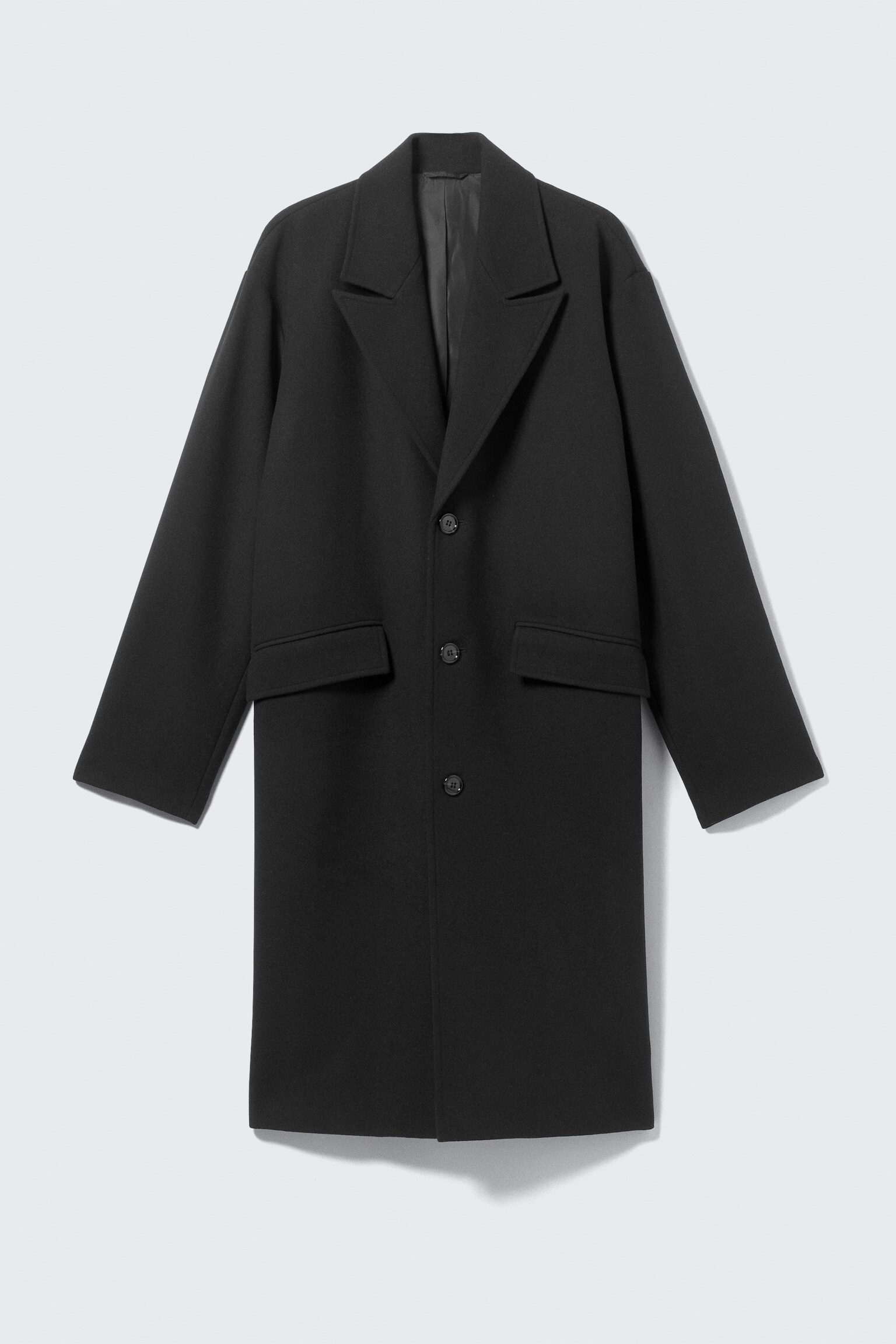 Single Breasted Wool-blend Coat - Black