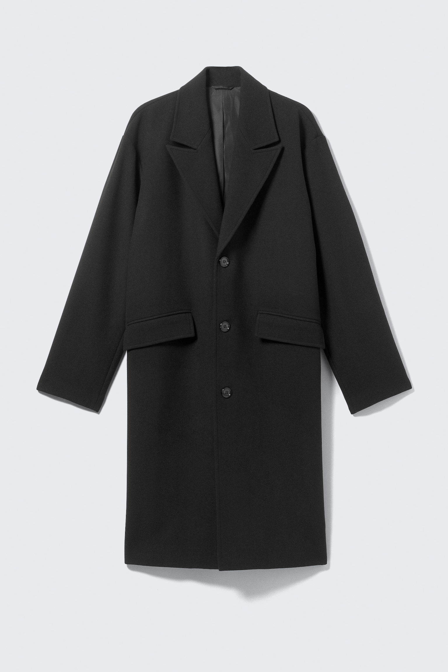Single Breasted Wool-blend Coat - Black