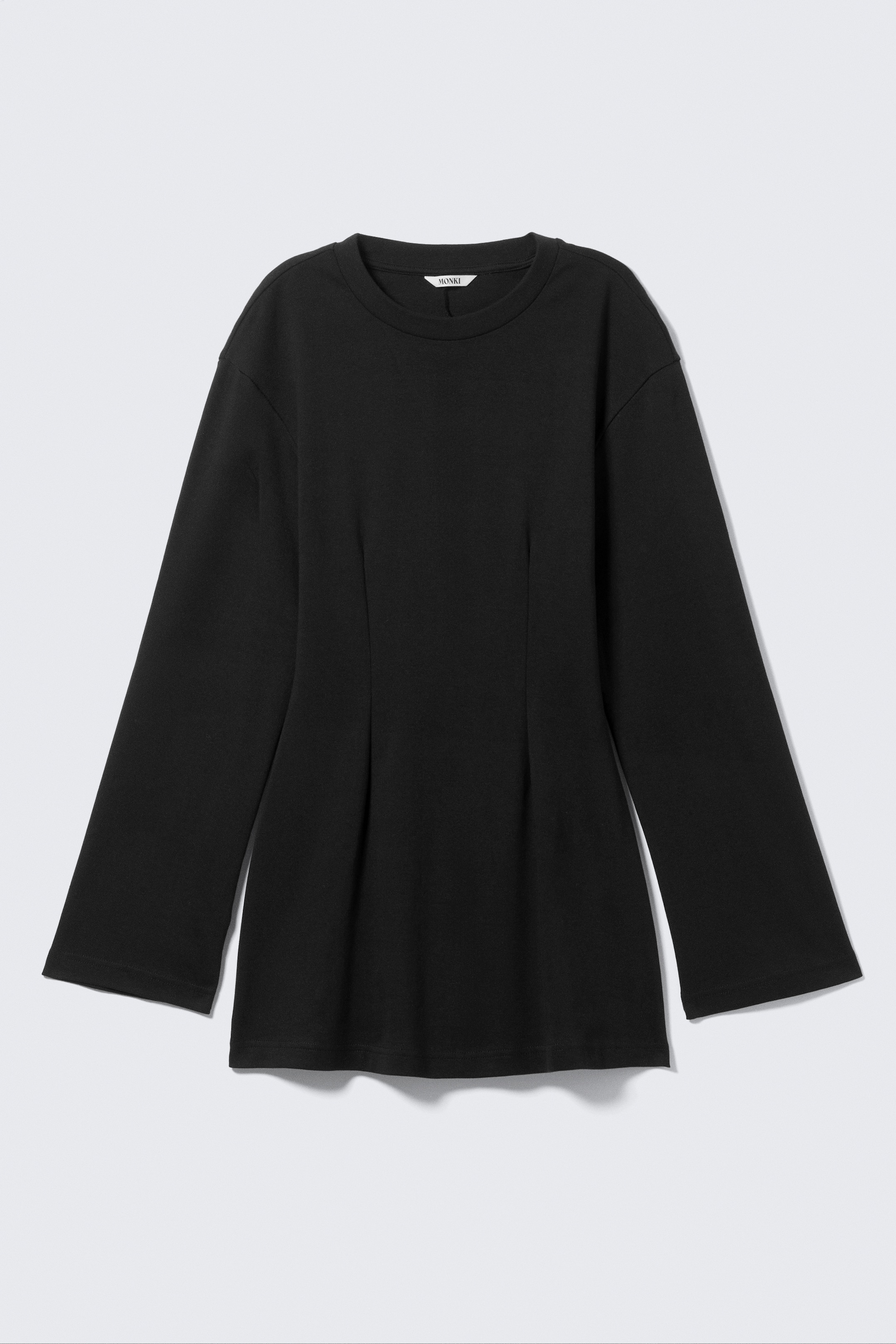 Visa större bild: Långärmad bomullsminiklänning - Svart - DAM | H&M SE 4