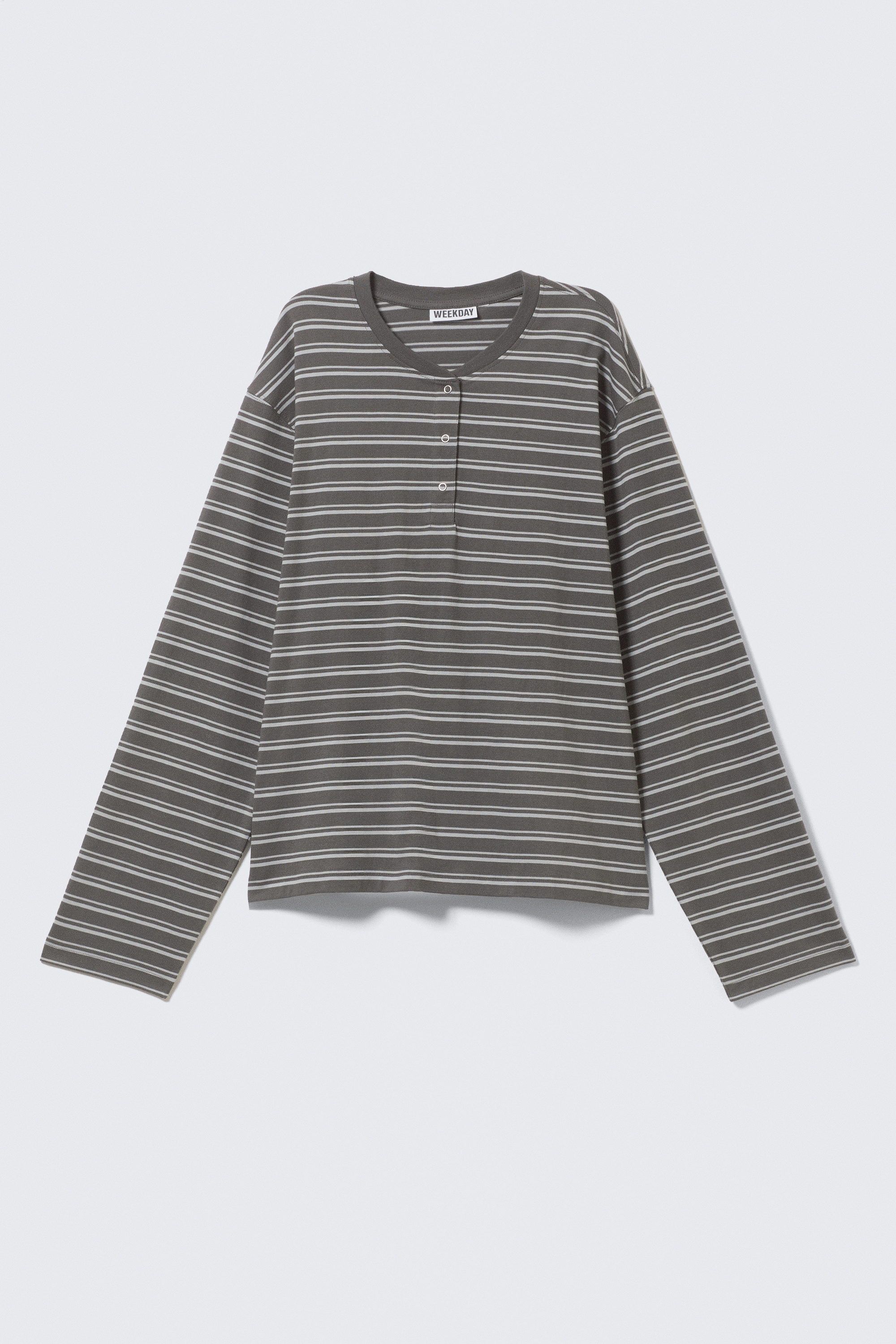 Striped Dark Grey - Boxig långärmad henley-t-shirt - 3