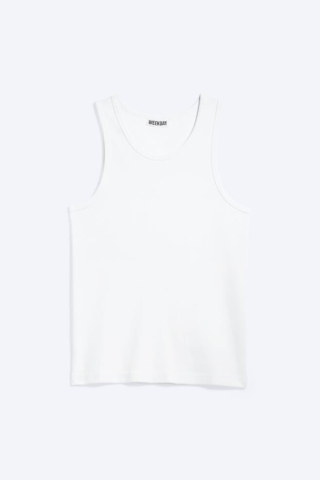 Classic Ribbed Tank Top - White/Black - 1