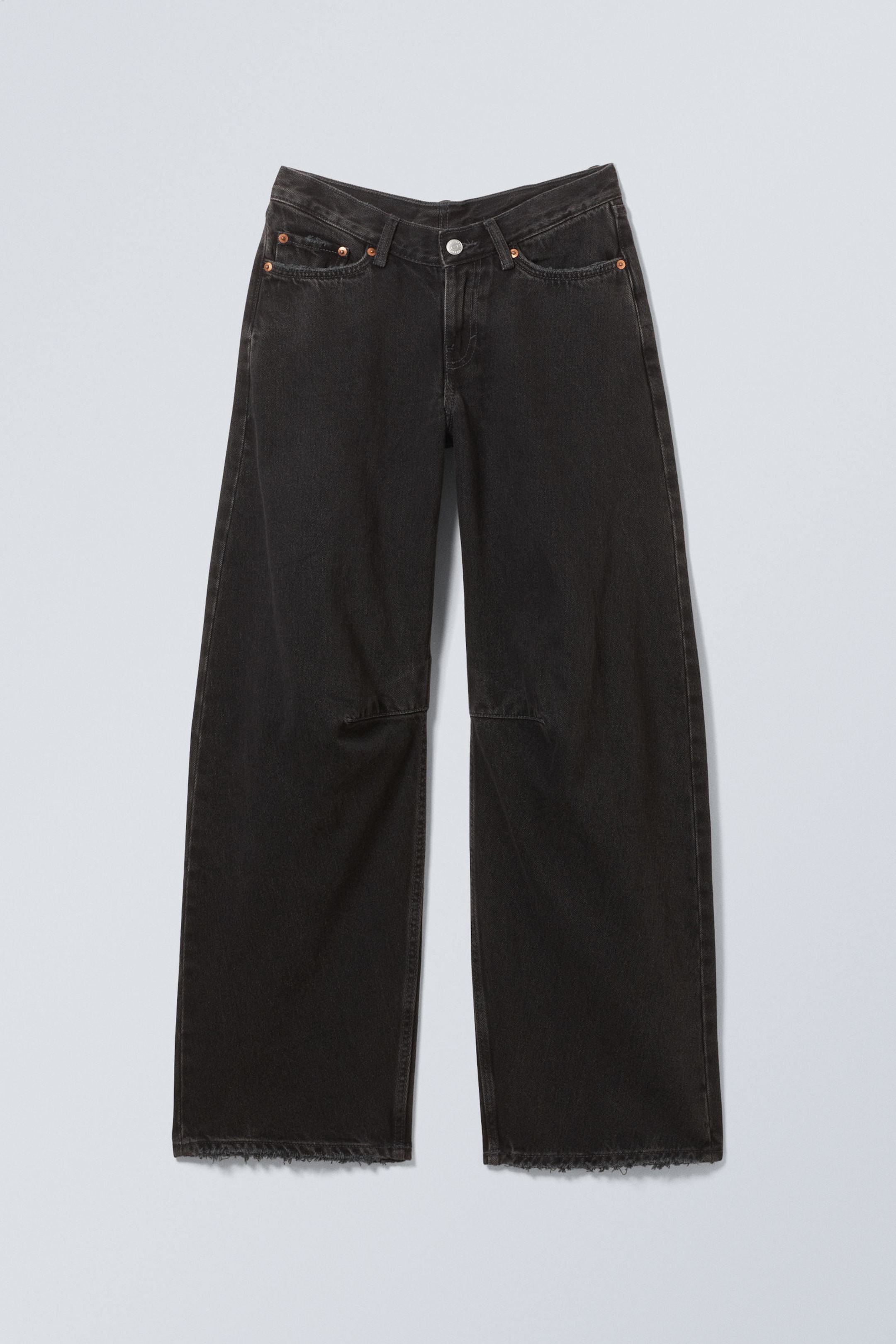 Tuned Black - Oblique Low Waist Loose Barrel Leg Jeans - 5