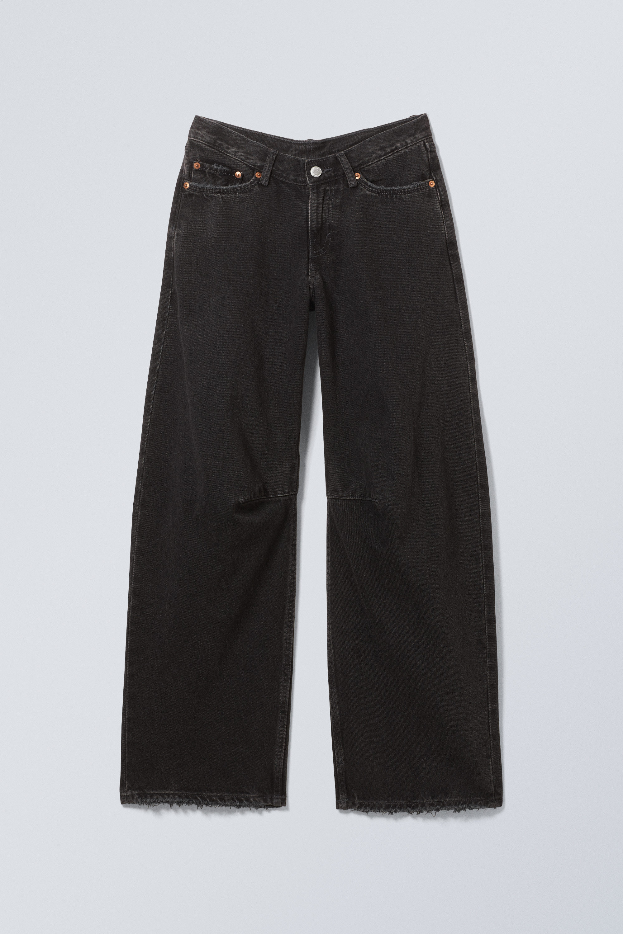 area mid rise loose wide jeans - Black Rinse - Black | Weekday EU