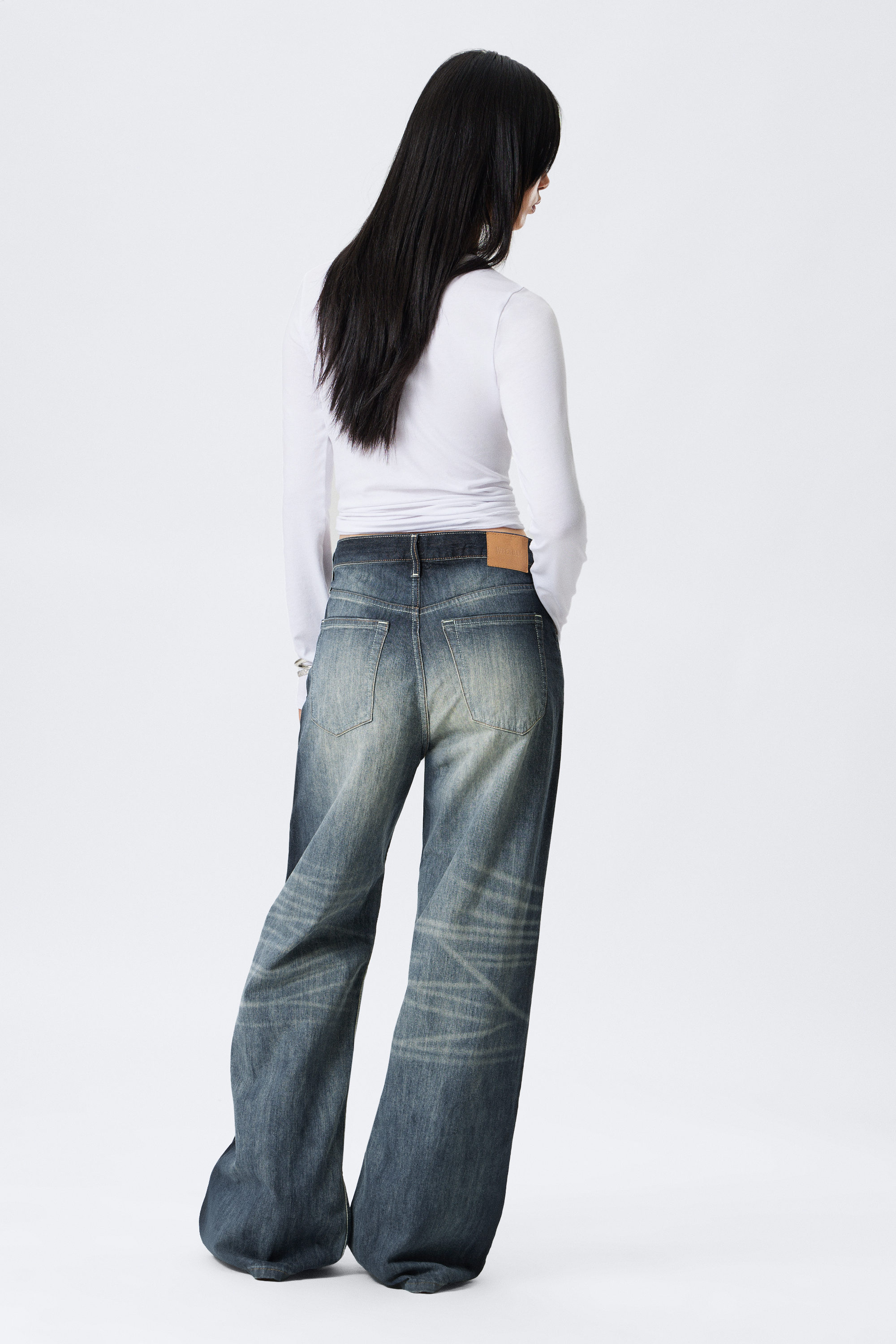 Laser Board Blue - Medium Blue - Solar Loose Wide Leg Unisex Jeans - 11