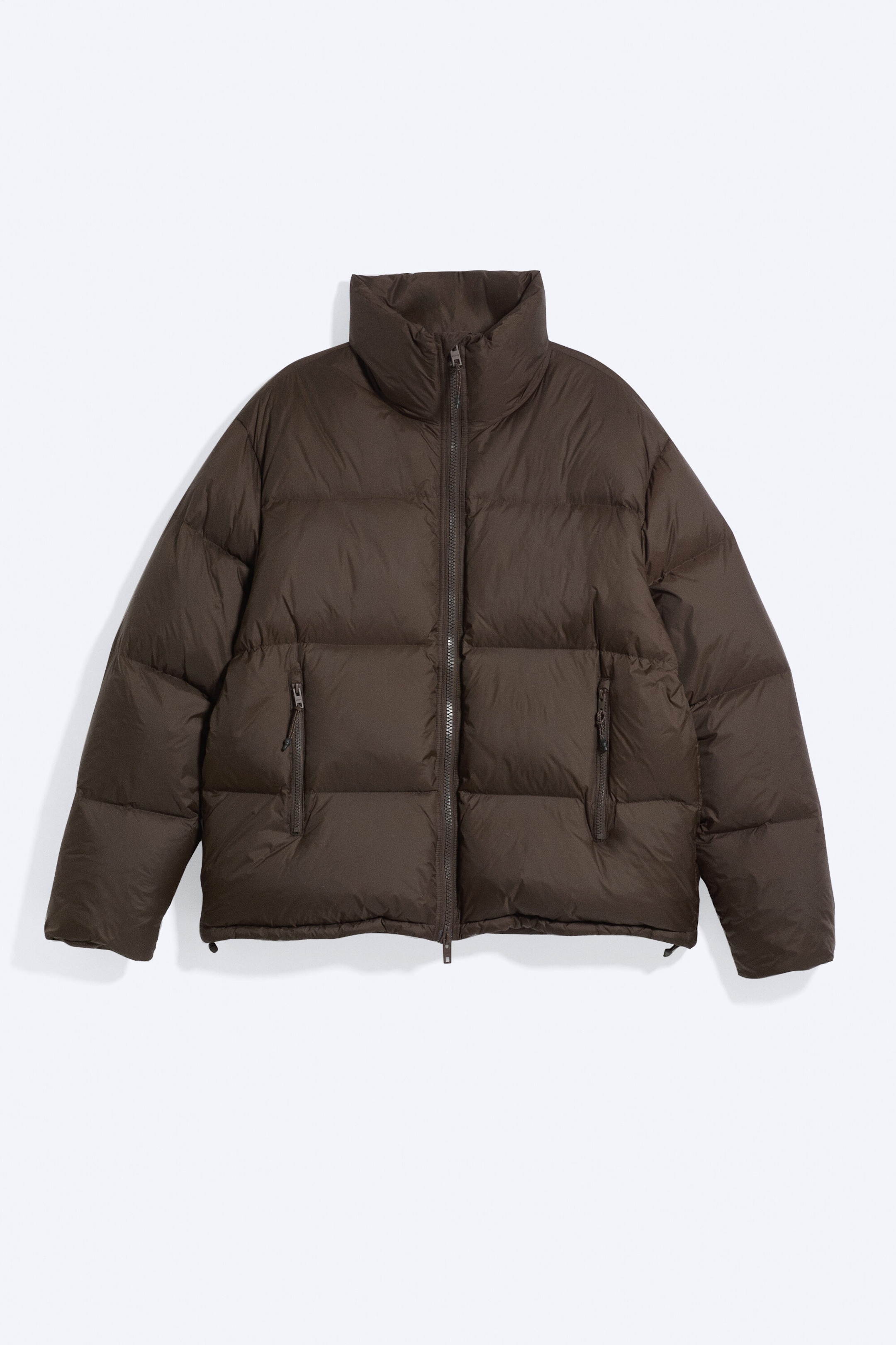 Dark Brown - Recycled Down Relaxed Puffer Jacket - 1