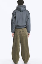 Vert kaki - Pantalon baggy plissé en velours côtelé - 2