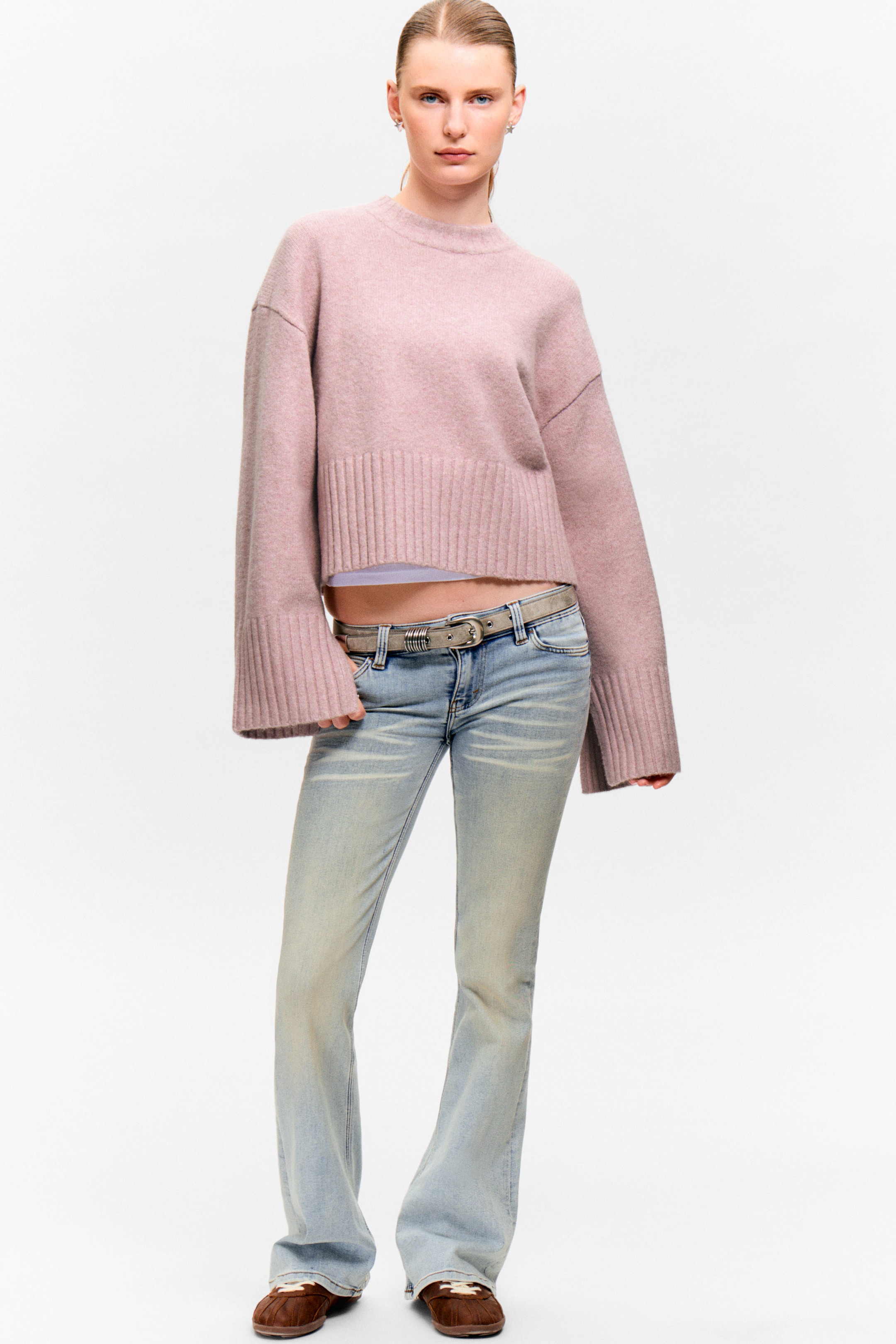 Light Dusty Pink - Knitted Oversized Sweater - 2