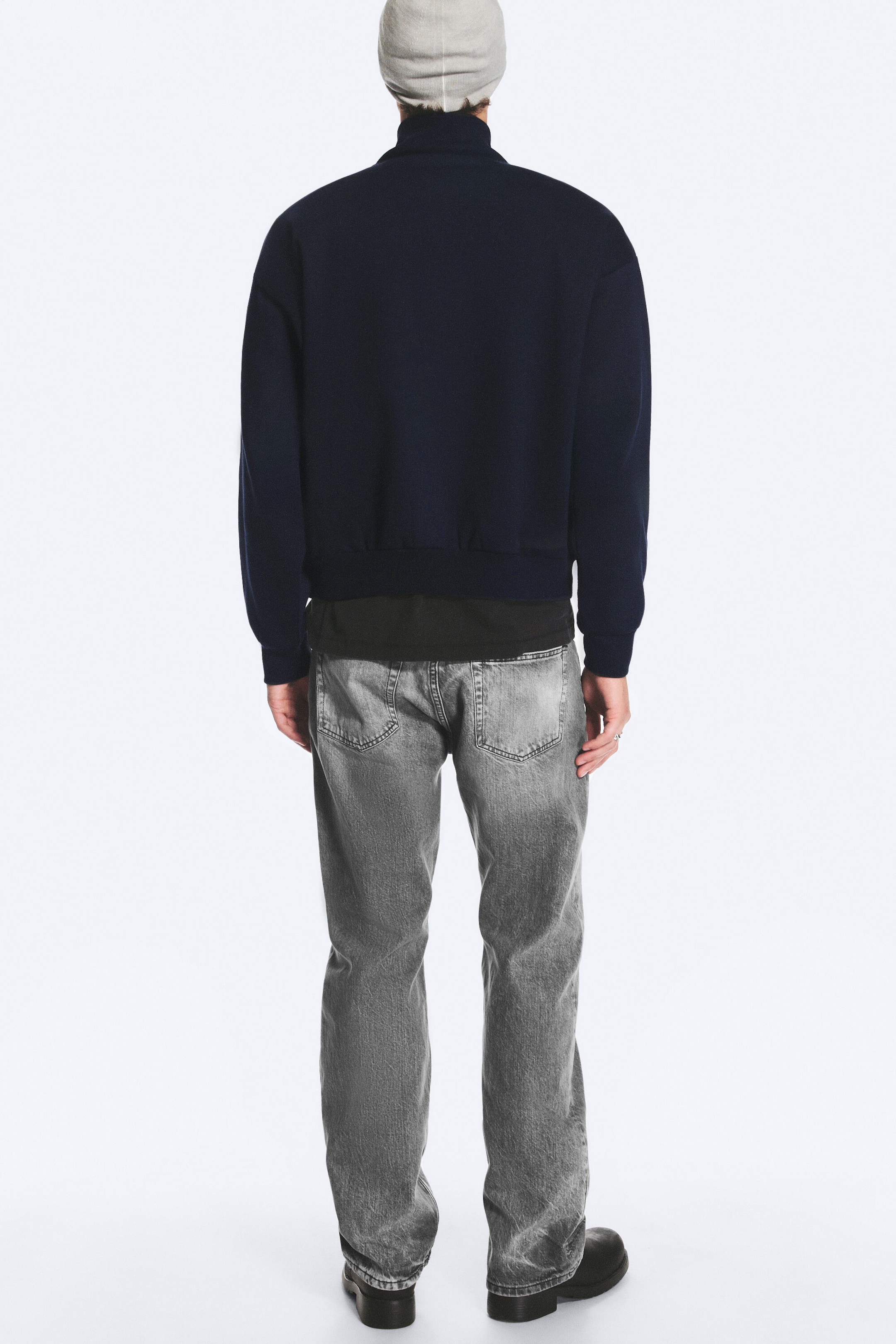 Bleu marine foncé - Sweat à demi-fermeture zippée ample - 2
