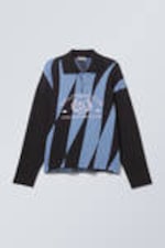 Black/Blue - Fantazy Fussball - Graphic Polo Sweater - 0