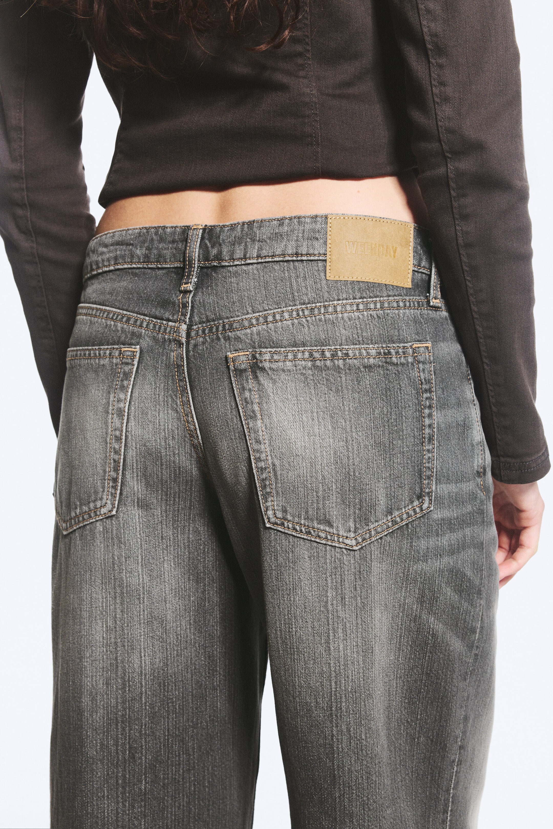 Gruvegrå – mørkegrå - Ample jeans med lavt liv, vide ben og løs passform - 4