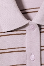 Blasses Flieder gestreift - Langärmliges Poloshirt aus Baumwolle - 4