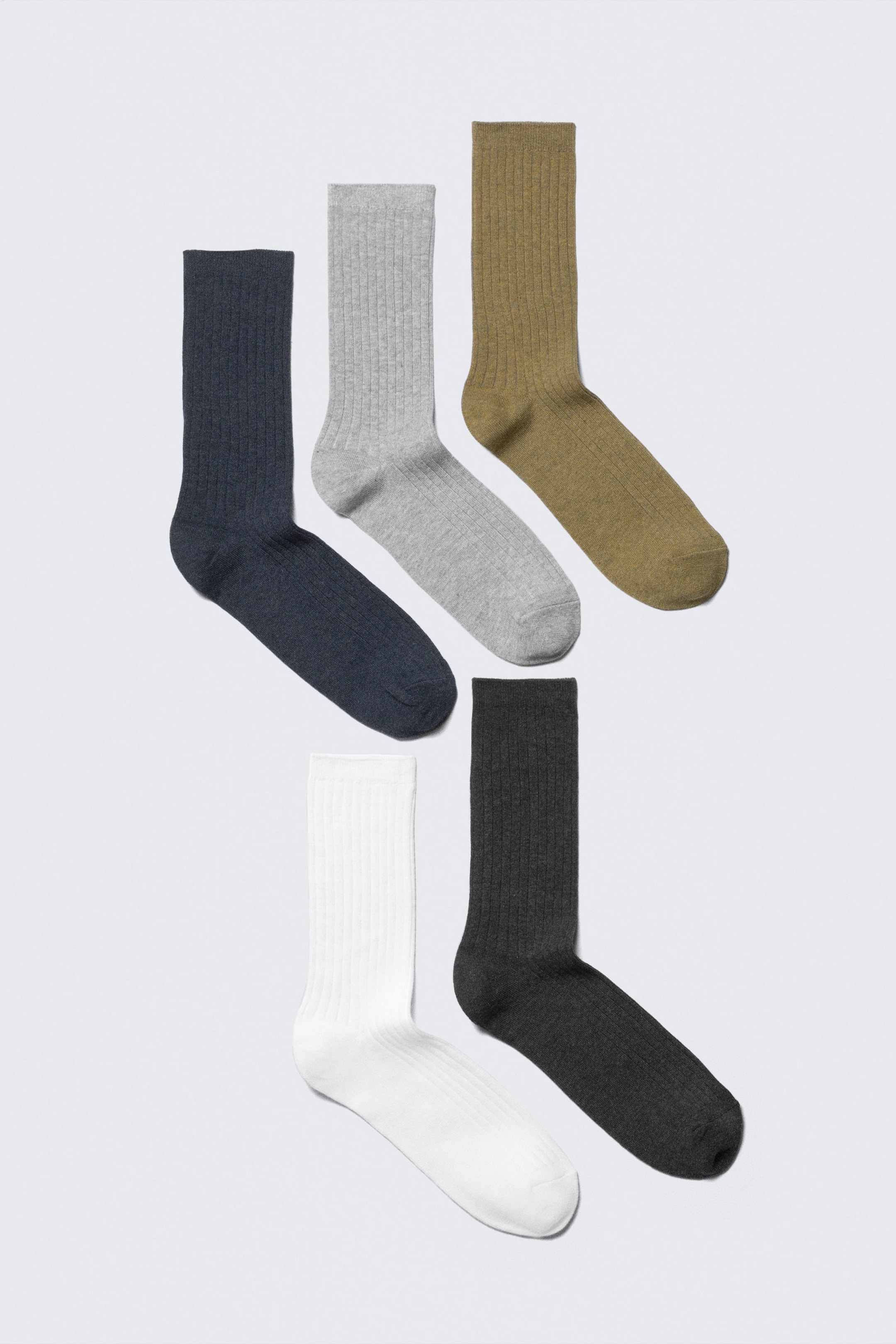 #7C775F - 5er-Pack Rippensocken