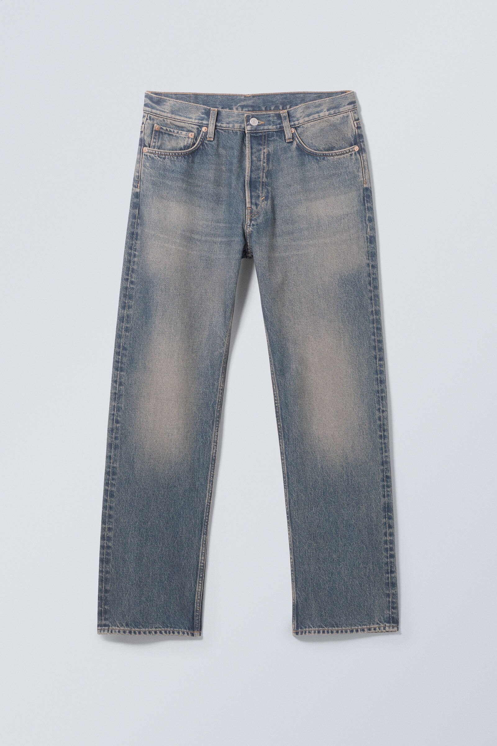 space relaxed straight leg jeans - Steel Blue - Medium Blue