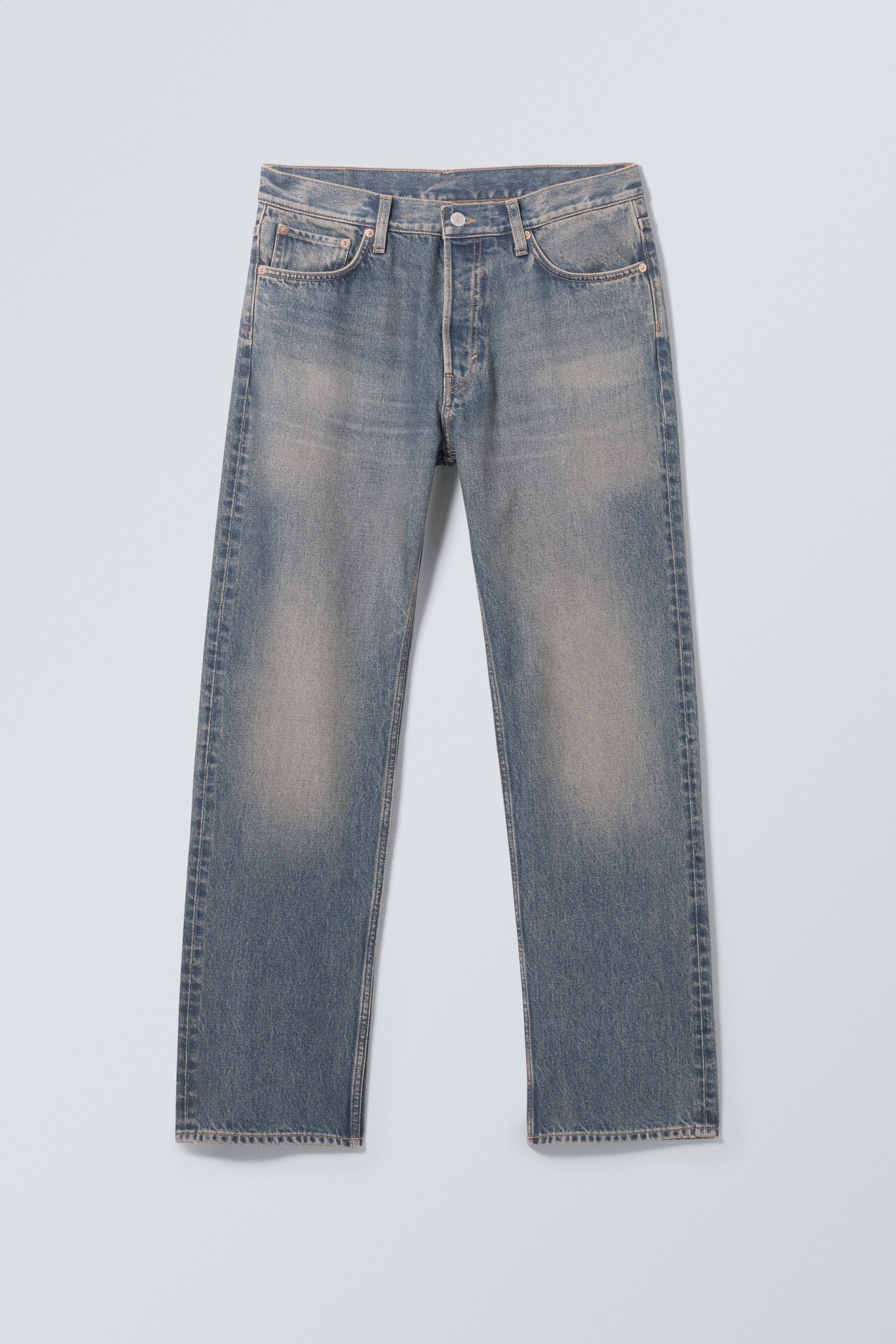 Steel Blue - Mittelblau - Space Mid Waist Relaxed Straight Jeans - 0