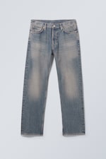 Steel Blue - Mittelblau - Space Mid Waist Relaxed Straight Jeans - 0