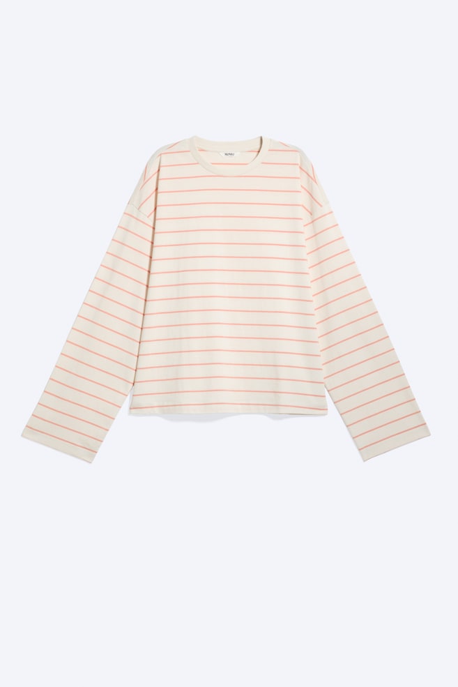 T-shirt in cotone a maniche lunghe - Beige chiaro - Arancione a righe/Rigato Giallo/Bordeaux/Rosa/Bianco/Marrone a righe/Azzurro/Marrone a righe/Bianco/Blu scuro a righe/Dusty White - Righe marroni/A righe blu/marroni/Righe bianche e marroni/Bianco – Righe rosa/rosse/Rosso e rosa a righe/Blu a righe/Righe blu/bianco/Marrone Scuro/Rosa Polvere A Righe/Rosa/Blu a righe - 1