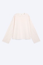 Ljusbeige - Orange Ränder - Långärmad bomulls-t-shirt - 3