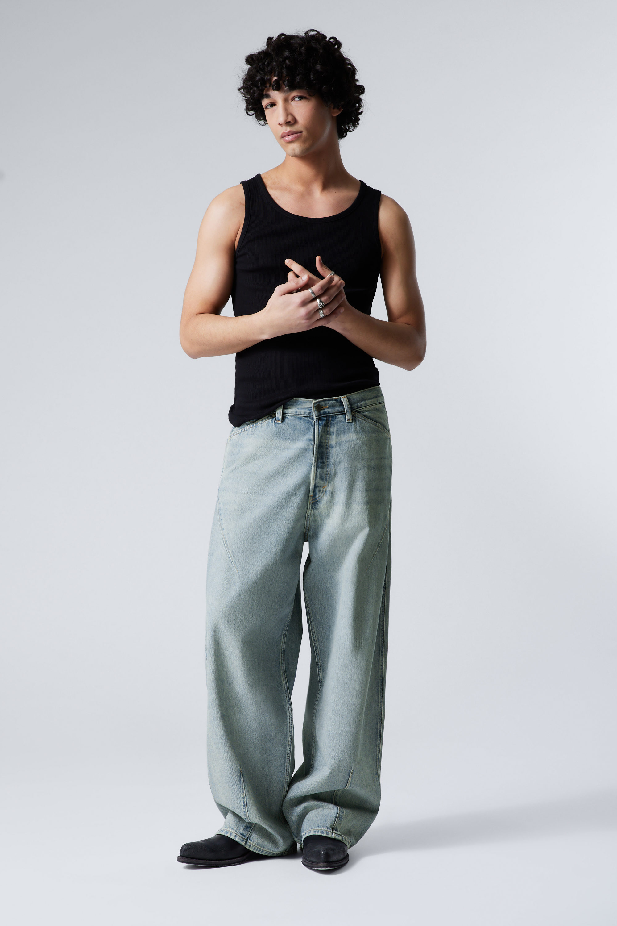 Brick Blue - Light Blue - Astro Loose Baggy Shape Jeans - 3