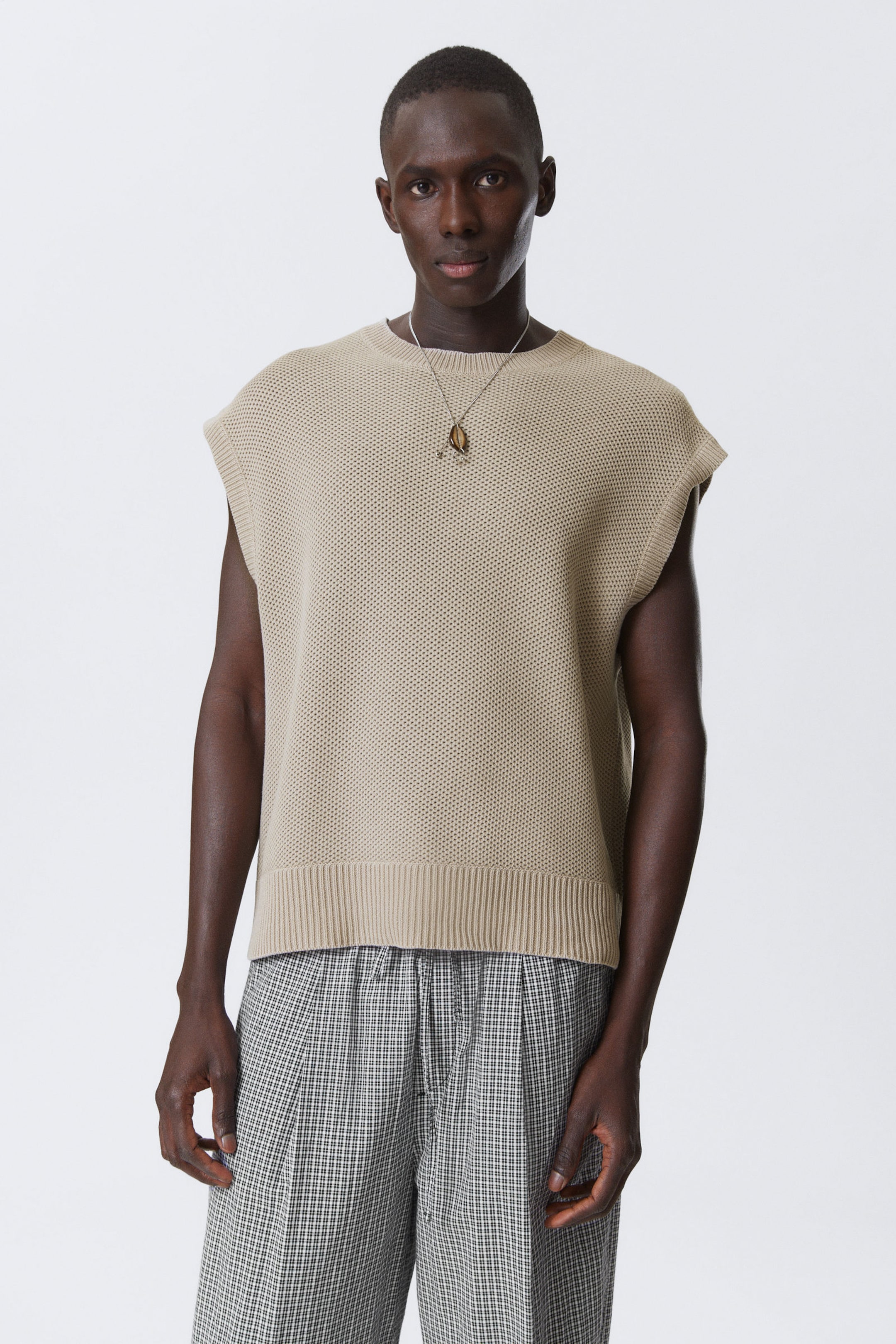 #AE9F8E - Loose Fit Knitted Cotton Vest - 1