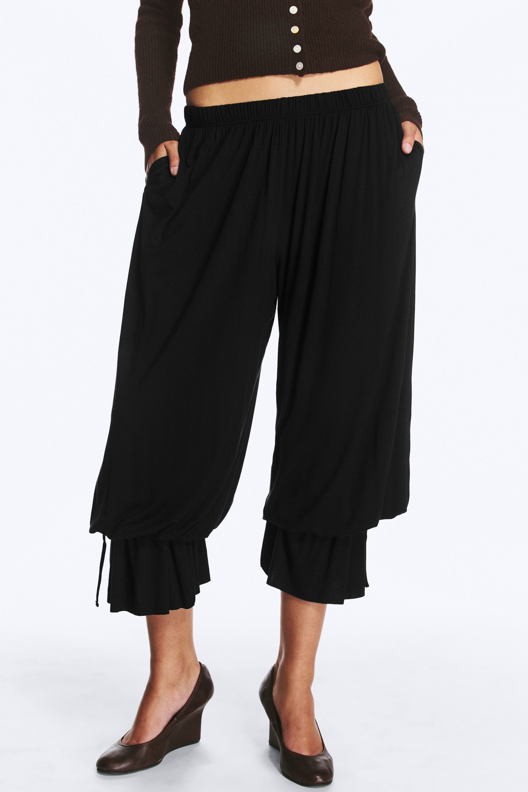 Noir - Pantalon ballon en jersey - 2
