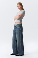 Blue Hymn - Medium Blue - Missy Low Rise Loose Straight Leg Jeans - 2